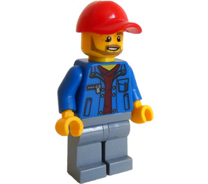 LEGO Race Marshall jossa Harmaa Parta ja Punainen Lippalakki Minihahmo