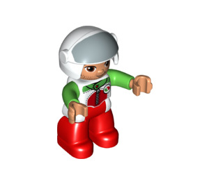 LEGO Racer with Top with Zipper and Octan Logo and White Helmet with Visor Duplo Figure