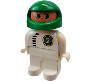 LEGO Racing Car Driver with Green Helmet Duplo Figure