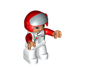 LEGO Racing Driver with Open Helmet, Octan Logo on Overalls Duplo Figure