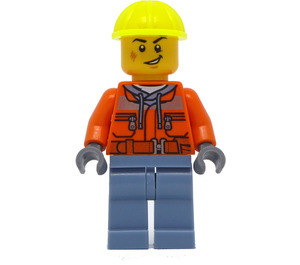 LEGO Jernbane Worker med Gul Construction Hat Minifigur