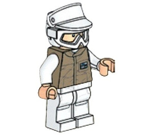 LEGO Rebel Trooper (Hoth) jossa Tumma beige Liivi ja Murjottava Minihahmo