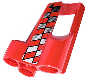 LEGO Red 3D Panel 6 with Silver Checkered Sticker (32528)