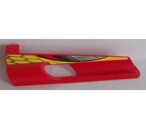 LEGO Rood 3D Paneel 8 met Geel en Zilver Patroon Sticker (32535)