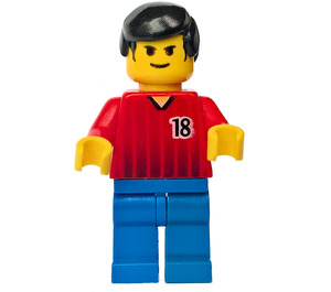 LEGO Rojo y Azul Team Player con Number 18 Minifigura