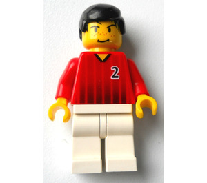 LEGO Red and White Football Player with "2" Minifigure