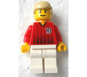LEGO rouge et blanc Team Player avec Number 10 sur De Affronter et Retour Figurine