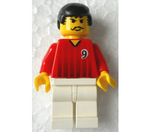 LEGO Röd och Vit Team Player med Number 9 på Främre och Tillbaka Minifigur