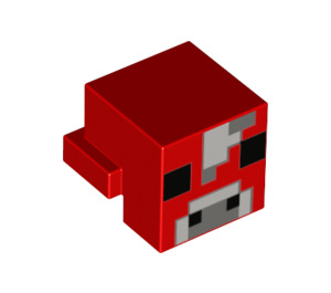 LEGO Red Animal Head with Mooshroom Head with Nose Pattern 2 with Nose Pattern 2 (26160 / 28288)