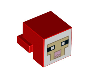 LEGO Red Animal Head with Sheep Face with White Background and Tan Outline (103728 / 106290)