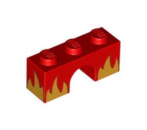 LEGO Rød Hvælving 1 x 3 med Flames (4490 / 44370)