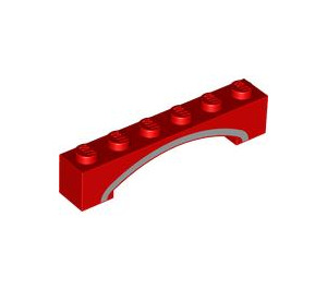 LEGO rouge Arche
 1 x 6 avec blanc Line Arc surélevé (92950 / 103627)