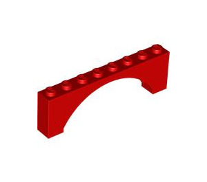 LEGO Red Arch 1 x 8 x 2 Raised, Thin Top without Reinforced Underside (16577 / 40296)