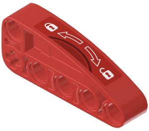 LEGO Red Beam 1 x 2 x 5 Bent 90 Degrees Quarter Ellipse with Padlocks and Arrows Sticker (80286)