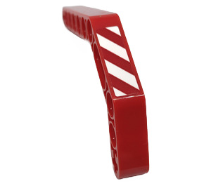 LEGO Red Beam 3 x 3.8 x 7 Bent 45 Double with Danger Stripes - Left Sticker (32009)