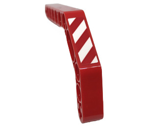 LEGO Red Beam 3 x 3.8 x 7 Bent 45 Double with Danger Stripes - Right Sticker (32009)