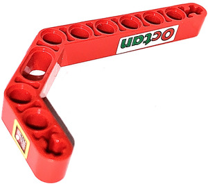 LEGO Red Beam 3 x 3.8 x 7 Bent 45 Double with Octan Logo and Keypad (Left) Sticker (32009)