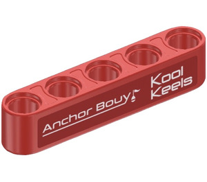 LEGO Red Beam 5 with 'Kool Keels' and 'Anchor Bouy' (Model Left) Sticker (32316)
