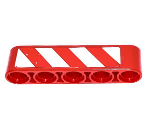 LEGO Rood Balk 5 met Wit en Rood Danger Strepen (Links) Sticker (32316)