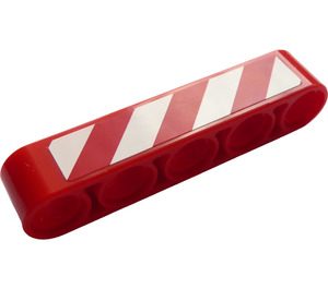 LEGO Rood Balk 5 met Wit en Rood Danger Strepen (Rechts) Sticker (32316)