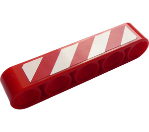 LEGO Red Beam 5 with White and Red Danger Stripes (Right) Sticker (32316)