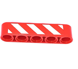 LEGO Red Beam 5 with White and Red Dangerstripes Sticker (32316)