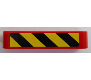 LEGO Red Beam 5 with Yellow and black danger stripes Sticker (32316)