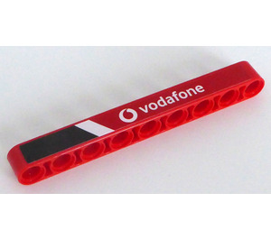 LEGO Rood Balk 9 met 'vodafone', Wit en Zwart Stripe - Links Sticker (40490)