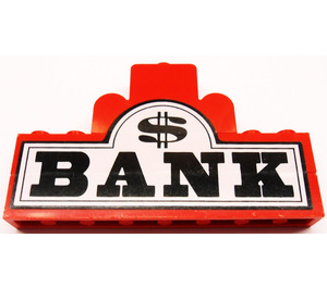 LEGO Red Black 'BANK' and Dollar Sign on White Background Sticker over Assembly