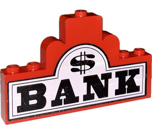 LEGO Red Black 'BANK' and Dollar Sign on White Background Sticker over Assembly
