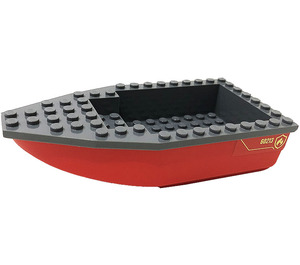 LEGO Red Boat 8 x 16 x 3 with Dark Stone Gray Top with '60213', Fire Logo Badge Sticker (28925)