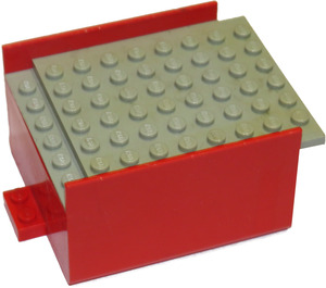 LEGO Rojo Barco Sección Middle 6 x 8 x 3 & 1/3 con Gris Deck