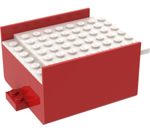 LEGO Rød Båt Seksjon Middle 6 x 8 x 3.33 med Hvit Deck