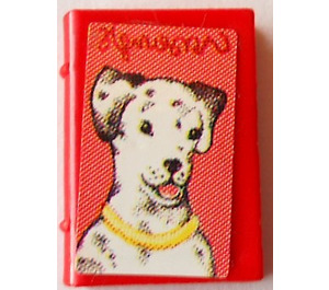 LEGO rot Book 2 x 3 mit Hund Aufkleber (33009)