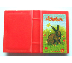 LEGO rouge Book 2 x 3 avec lapin et Oiseau et Fleurs Autocollant (33009)