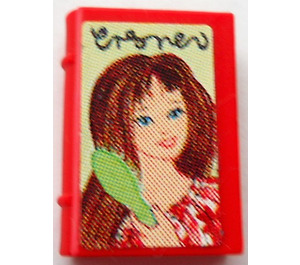 LEGO rouge Book 2 x 3 avec Woman avec Hairbrush Autocollant (33009)