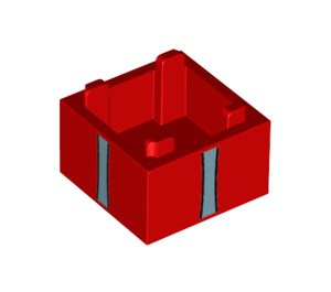 LEGO rouge Boîte 2 x 2 avec Bleu Verticale Ribbons (38366 / 59121)