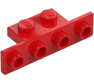 LEGO Red Bracket 1 x 2 - 1 x 4 with Rounded Corners and Square Corners (28802)