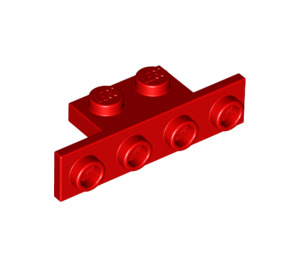 LEGO Red Bracket 1 x 2 - 1 x 4 with Square Corners (2436)