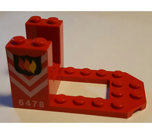 LEGO червен Скоба 4 x 7 x 3 с огън лого Значка (30250)