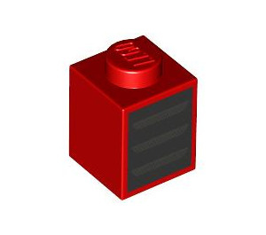 LEGO Red Brick 1 x 1 with Black Grille (3005 / 103714)