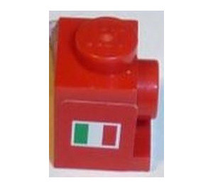 LEGO Red Brick 1 x 1 with Headlight with Italian Flag (both sides)  (4070) Sticker and No Slot (4070)