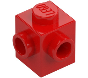 LEGO Rood Steen 1 x 1 met Twee Noppen aan Adjacent Zijkanten (26604)