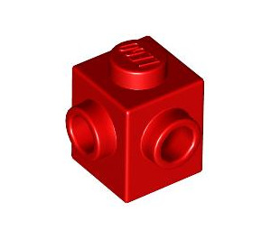 LEGO rouge Brique 1 x 1 avec Deux Goujons sur Adjacent Sides (26604)