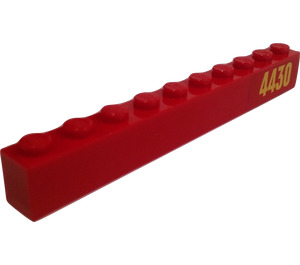 LEGO Red Brick 1 x 10 with 4430 (Right) Sticker (6111)