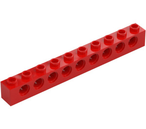 LEGO Punainen Palikka 1 x 10 jossa Reiät (2730)