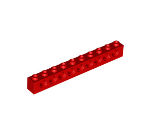 LEGO Rood Steen 1 x 10 met Gaten (2730)