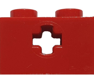LEGO Rood Steen 1 x 2 met As Gat ('+' Opening en studhouder aan de onderzijde) (32064)