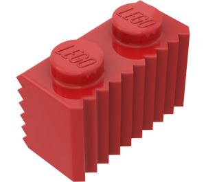 LEGO Rød Kloss 1 x 2 med Gitter (2877)