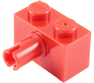 LEGO Red Brick 1 x 2 with Pin without Bottom Stud Holder (2458)